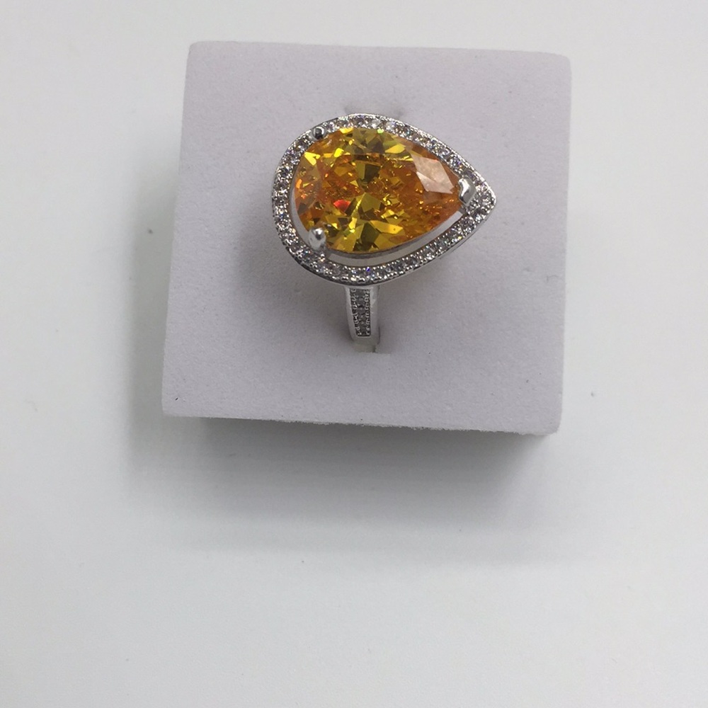 5 CARAT MULTI COLOR YELLOW TOPAZ 925 SILVER RING - Picture 2 of 6